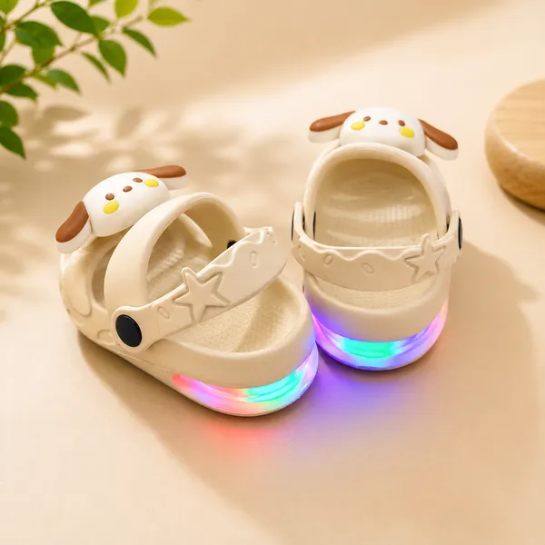 Kids_Beige_LED_Light-Up_EVA_Clogs_with_Cute_Puppy_Charm