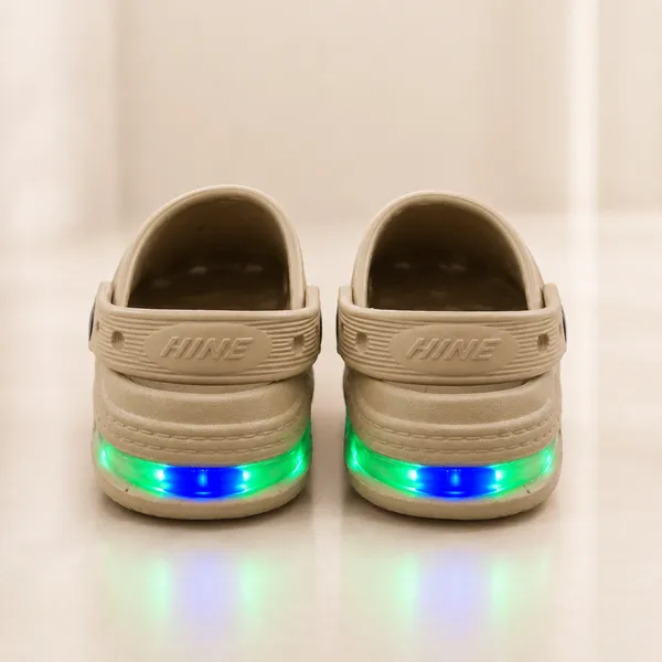 Kids_Beige_LED_Light-Up_EVA_Clogs_with_Cute_Puppy_Charm