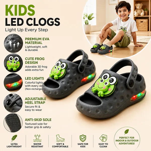 Kids_Dark_Grey_Lightweight_EVA_Clogs_with_Cute_Frog_Charm