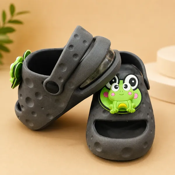 Kids_Dark_Grey_Lightweight_EVA_Clogs_with_Cute_Frog_Charm