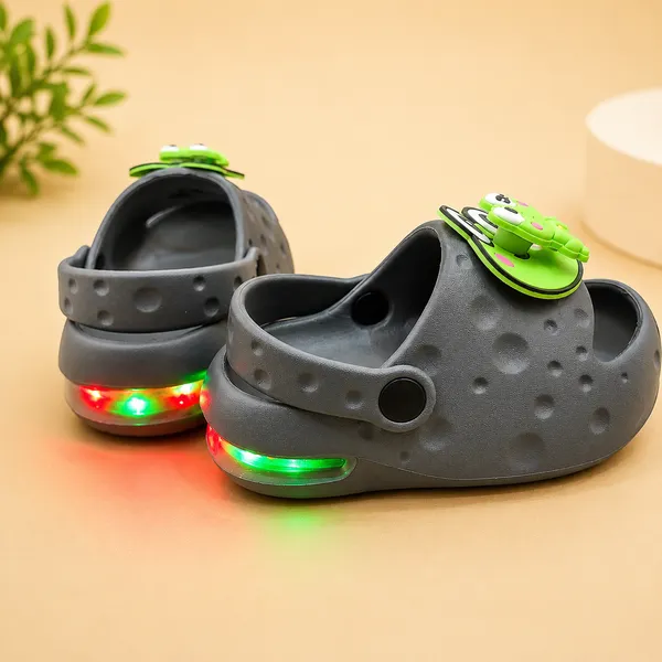 Kids_Dark_Grey_Lightweight_EVA_Clogs_with_Cute_Frog_Charm