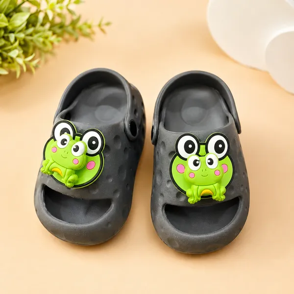 Kids_Dark_Grey_Lightweight_EVA_Clogs_with_Cute_Frog_Charm