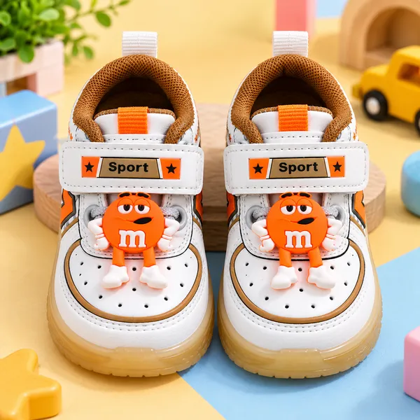 Kids_White_&_Orange_Velcro_Sport_Shoes_with_Character_Design