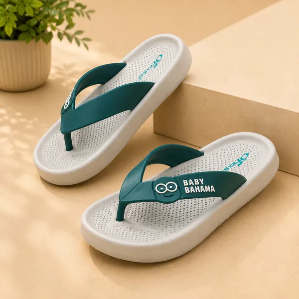 Kids_White_&_Teal_Lightweight_EVA_Flip-Flop_Slippers