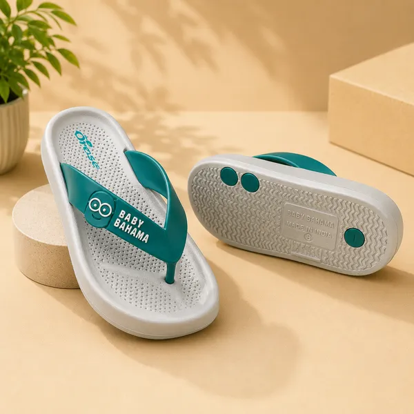 Kids_White_&_Teal_Lightweight_EVA_Flip-Flop_Slippers