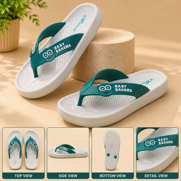 Kids_White_&_Teal_Lightweight_EVA_Flip-Flop_Slippers