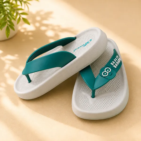 Kids_White_&_Teal_Lightweight_EVA_Flip-Flop_Slippers
