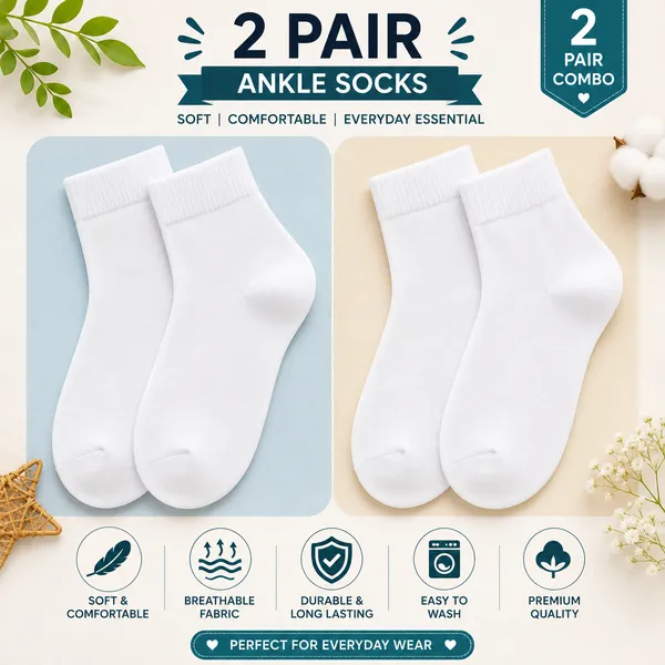 Kids_White_Cotton_Ankle_Length_Socks_(Pack_of_2)_|_Soft_&_Stretchable_Daily_Wear