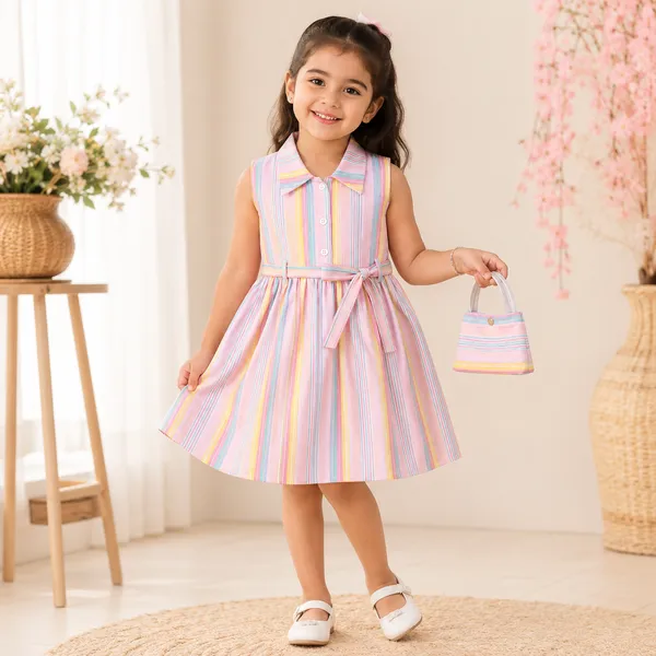 Girls_Striped_Shirt_Dress_with_Matching_Handbag_|_Sleeveless_Cotton_Casual_Dress_for_Kids