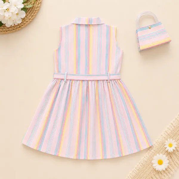 Girls_Striped_Shirt_Dress_with_Matching_Handbag_|_Sleeveless_Cotton_Casual_Dress_for_Kids