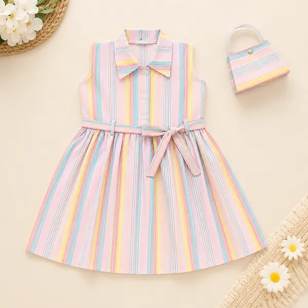 Girls_Striped_Shirt_Dress_with_Matching_Handbag_|_Sleeveless_Cotton_Casual_Dress_for_Kids