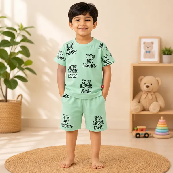 Mini_Donuts_Kids_Cotton_T-Shirt_&_Shorts_Set_I_am_So_Happy_Printed_Co-ord_Outfit