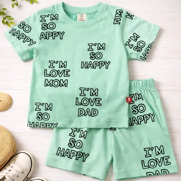 Mini_Donuts_Kids_Cotton_T-Shirt_&_Shorts_Set_I_am_So_Happy_Printed_Co-ord_Outfit