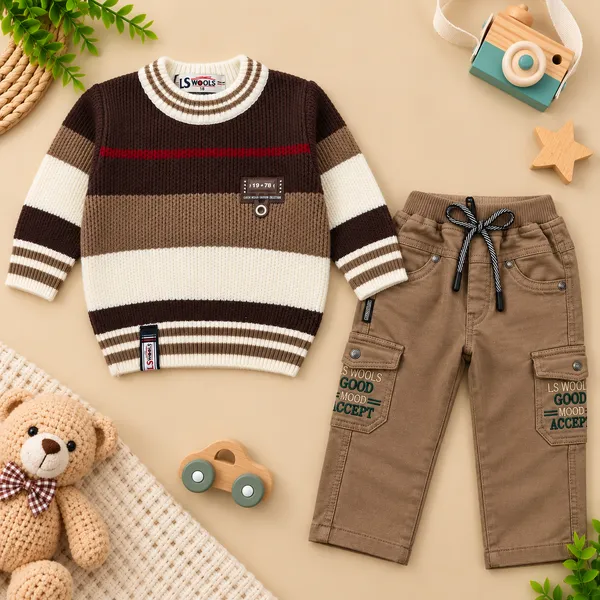 LS_Wools_Boys_Full_Sleeve_Striped_Sweater_With_Cargo_Pants_Set