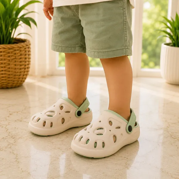 Kids_Lightweight_EVA_Garden_Clogs_|_Breathable_Anti-Slip_Slip-On_Sandals_with_Adjustable_Back_Strap_|_Soft_Cushioned_Casual_Clogs_for_Boys_&_Girls_|_Beige_&_Mint_Green