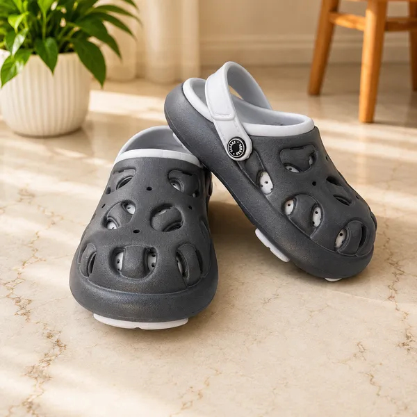 Kids_Lightweight_EVA_Garden_Clogs_|_Breathable_Anti-Slip_Slip-On_Sandals_with_Adjustable_Back_Strap_|_Soft_Cushioned_Casual_Clogs_for_Boys_&_Girls_|_Grey_&_White