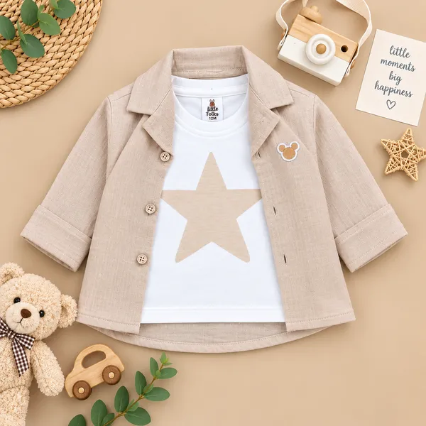 Little_Folks_Boys_Beige_Blazer,_Star_Printed_T-Shirt_&_Cargo_Pants_Set