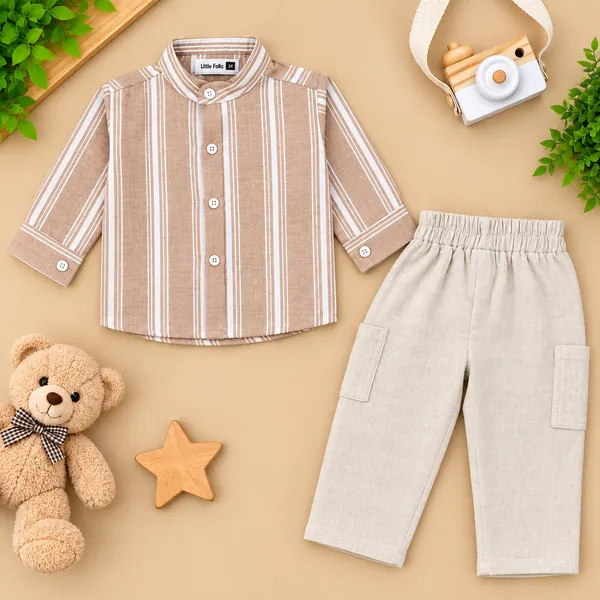 Little_Folks_Boys_Striped_Shirt_&_Cargo_Pants_Set