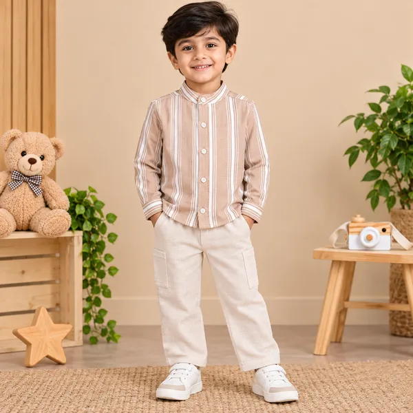 Little_Folks_Boys_Striped_Shirt_&_Cargo_Pants_Set