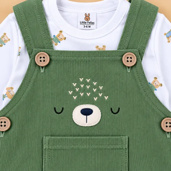 Little_Folks_Cotton_Bear_Face_Corduroy_Dungaree_Set