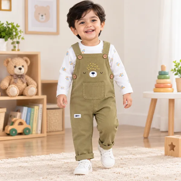 Little_Folks_Cotton_Bear_Face_Corduroy_Dungaree_Set
