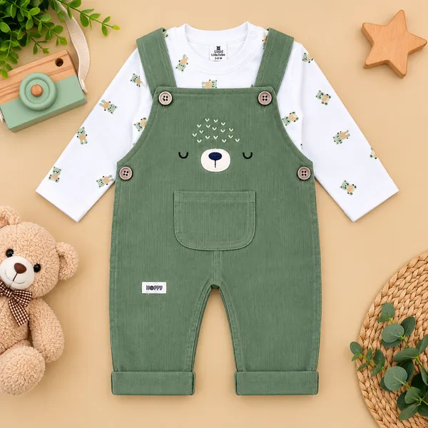 Little_Folks_Cotton_Bear_Face_Corduroy_Dungaree_Set