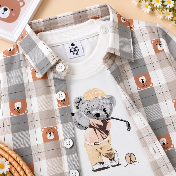 Little_Folks_Cotton_Bear_Print_Checkered_Shirt,_T-Shirt_&_Pant_Set