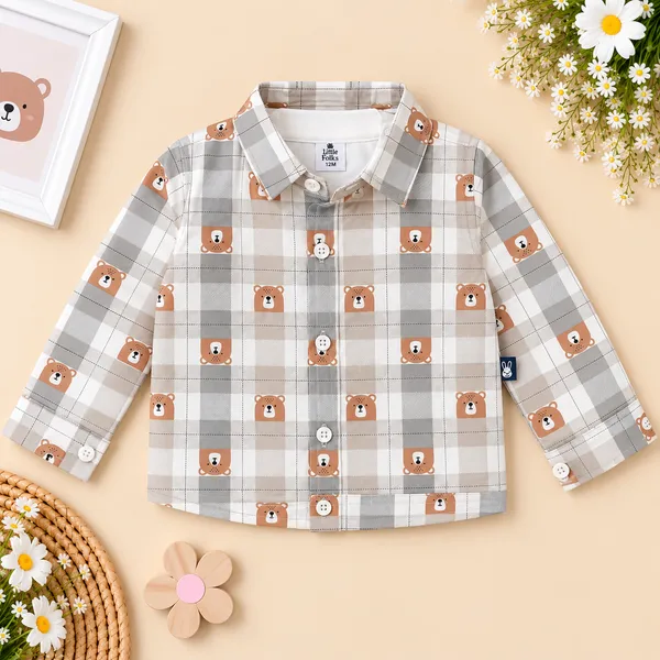 Little_Folks_Cotton_Bear_Print_Checkered_Shirt,_T-Shirt_&_Pant_Set