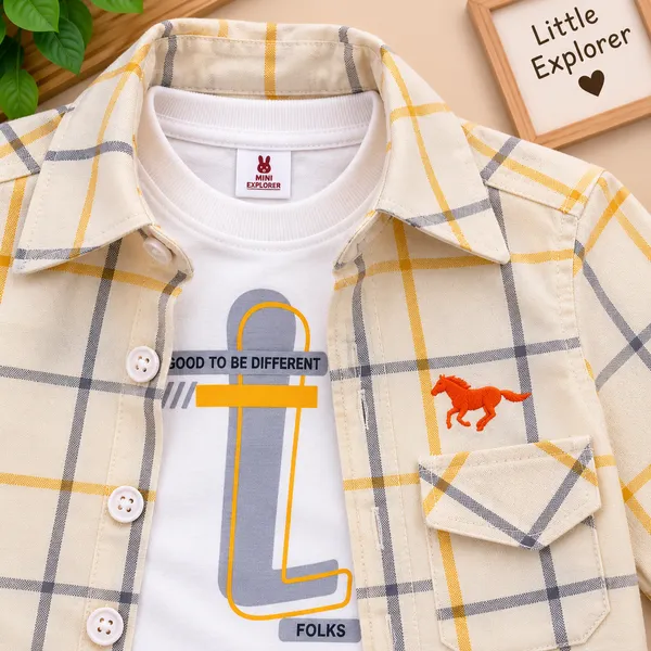 Little_Folks_Cotton_Checkered_Shirt,_Printed_T-Shirt_&_Cargo_Pant_Set