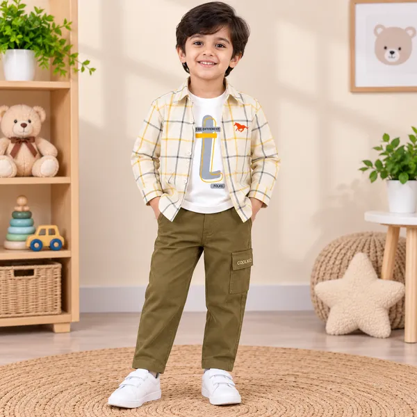 Little_Folks_Cotton_Checkered_Shirt,_Printed_T-Shirt_&_Cargo_Pant_Set