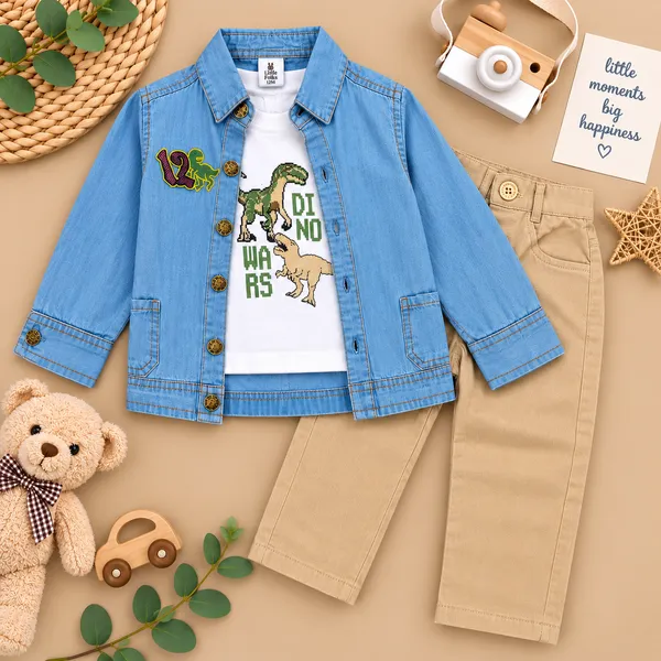 Little_Folks_Cotton_Denim_Jacket,_Printed_T-Shirt_&_Trousers_Set