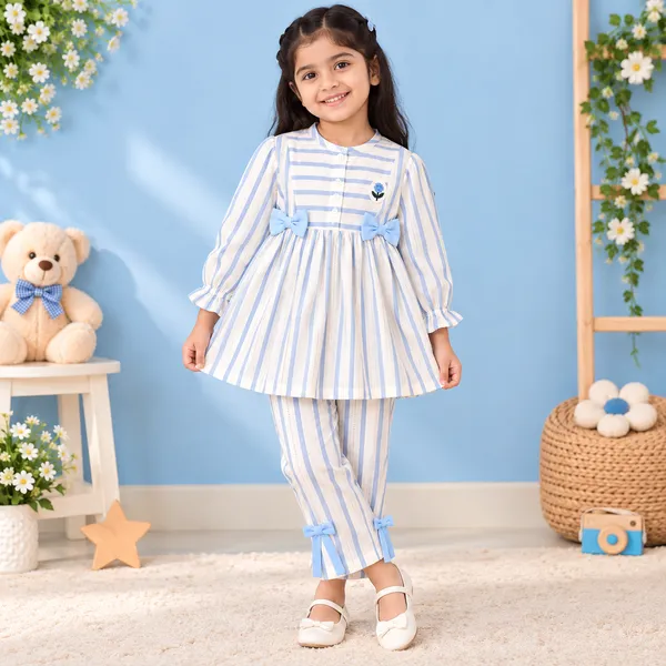 Little_Folks_Cotton_Striped_Girls_Dress_&_Pant_Set