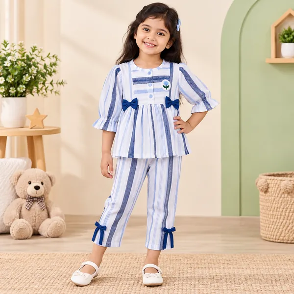 Little_Folks_Cotton_Striped_Girls_Dress_&_Pant_Set
