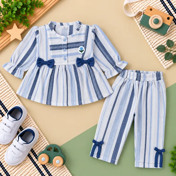 Little_Folks_Cotton_Striped_Girls_Dress_&_Pant_Set