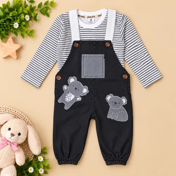 Little_Folks_Cotton_Striped_T-Shirt_&_Bear_Appliqu_Dungaree_Set