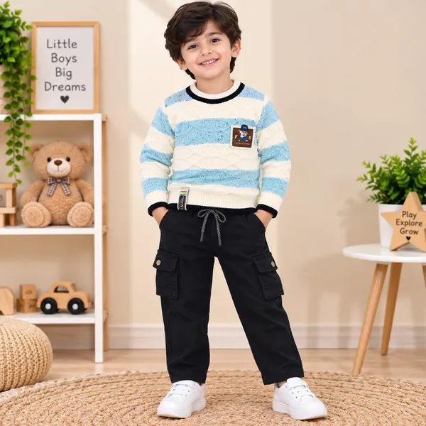 Ls_Wools_Kids_Winter_Sweater_&_Cargo_Pants_Set_Full_Sleeve_Knitted_Sweater_With_Black_Trouser