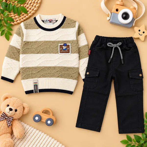 Ls_Wools_Kids_Winter_Sweater_&_Cargo_Pants_Set_-_Full_Sleeve_Knitted_Sweater_With_Black_Trouser