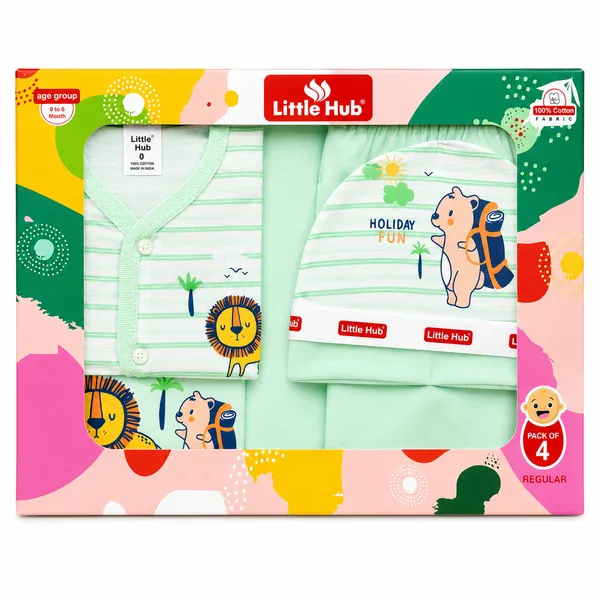 Little_Hub_4_Piece_Newborn_Baby_Gift_Set_100%_Cotton_Full_Sleeve_Clothing_Set_with_Cap_&_Baby_Towel_(0-6_Months)