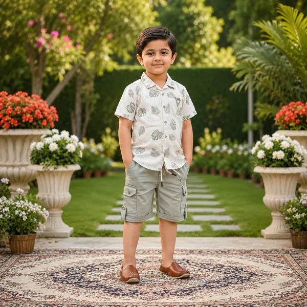 My_First_Hero_Boys_Leaf_Print_Shirt_&_Shorts_Set