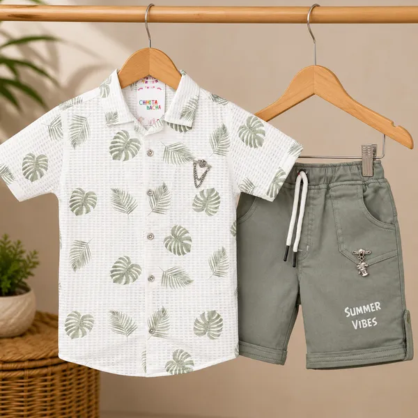 My_First_Hero_Boys_Leaf_Print_Shirt_&_Shorts_Set