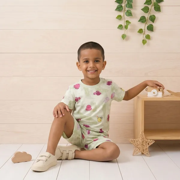 DOLPHIN_CUTE_CARTOON_PRINTED_KIDS_CO-ORD_SET_(T-SHIRT_&_SHORTS_COMBO)_FUN_SUMMER_COLLECTION