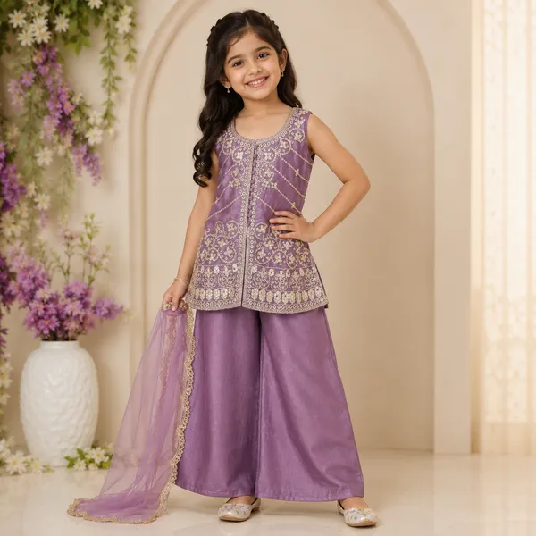Girls_Embroidered_Kurti,_Palazzo_&_Dupatta_Set_|_Stylish_Ethnic_Party_Wear_Suit_for_Girls_|_Festive_Traditional_Outfit