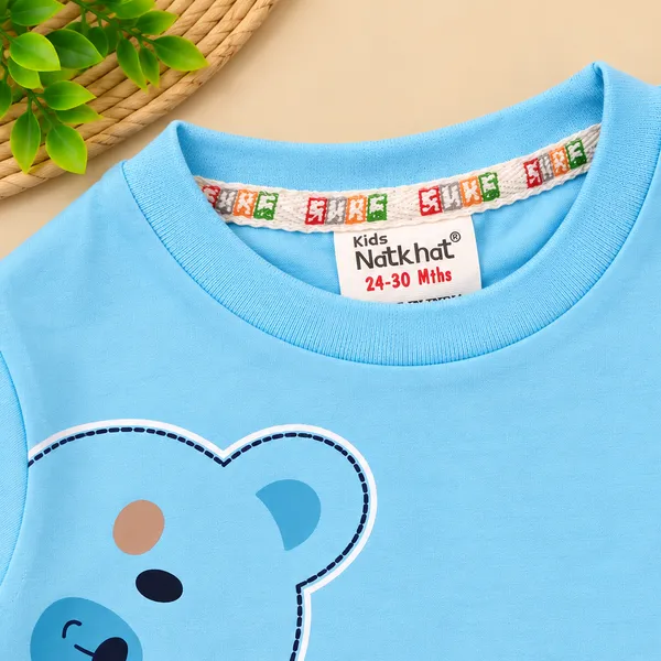 Natkhat_Cute_Bear_Print_Full_Sleeve_T-Shirt_&_Checkered_Pant_Set