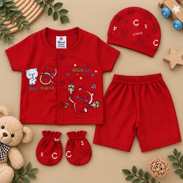 Natkhat_Cute_Teddy_Bear_Printed_Baby_5-Piece_Set_with_Cap_&_Mittens