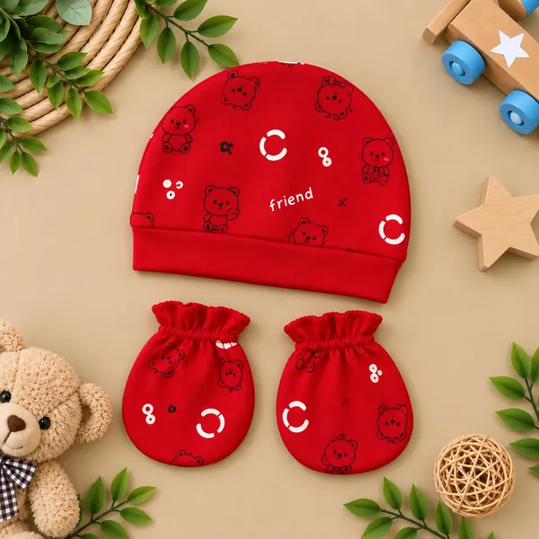 Natkhat_Cute_Teddy_Bear_Printed_Baby_5-Piece_Set_with_Cap_&_Mittens