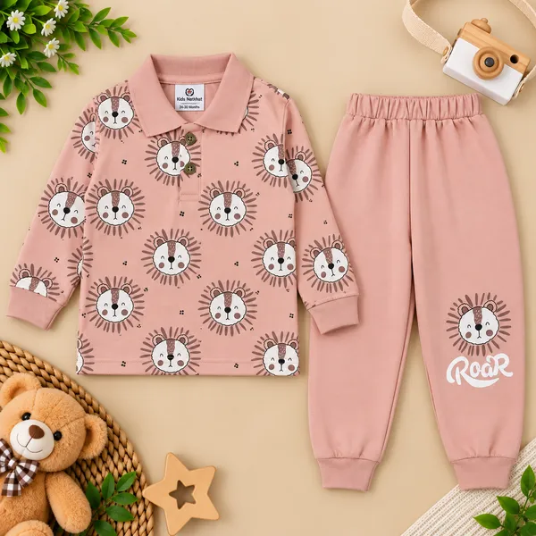 Natkhat_Little_Roar_Lion_Print_Polo_T-Shirt_&_Jogger_Set
