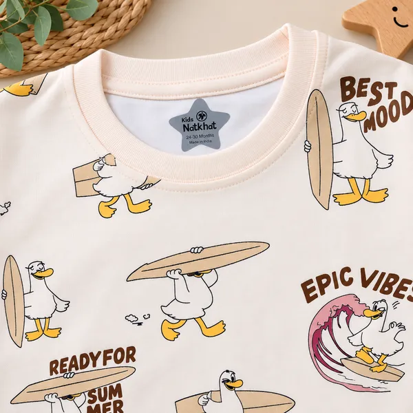 Natkhat_Surfing_Duck_Print_Full_Sleeve_T-Shirt_&_Jogger_Set