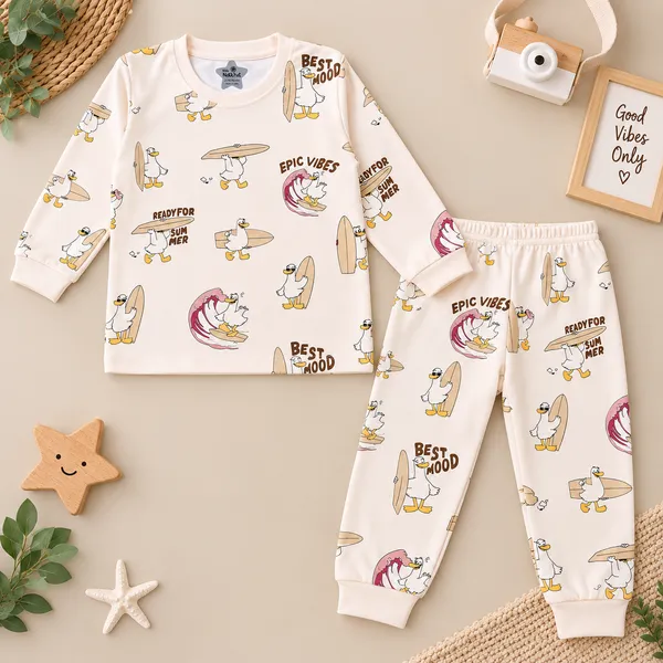Natkhat_Surfing_Duck_Print_Full_Sleeve_T-Shirt_&_Jogger_Set