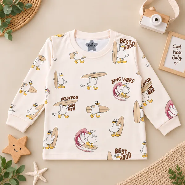Natkhat_Surfing_Duck_Print_Full_Sleeve_T-Shirt_&_Jogger_Set