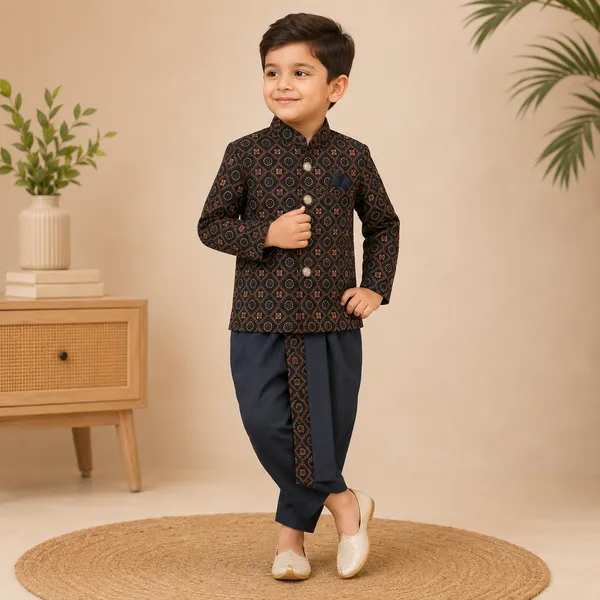Neon_Boys_Black_Printed_Ethnic_Jacket_Set_with_Pant_&_Dhoti